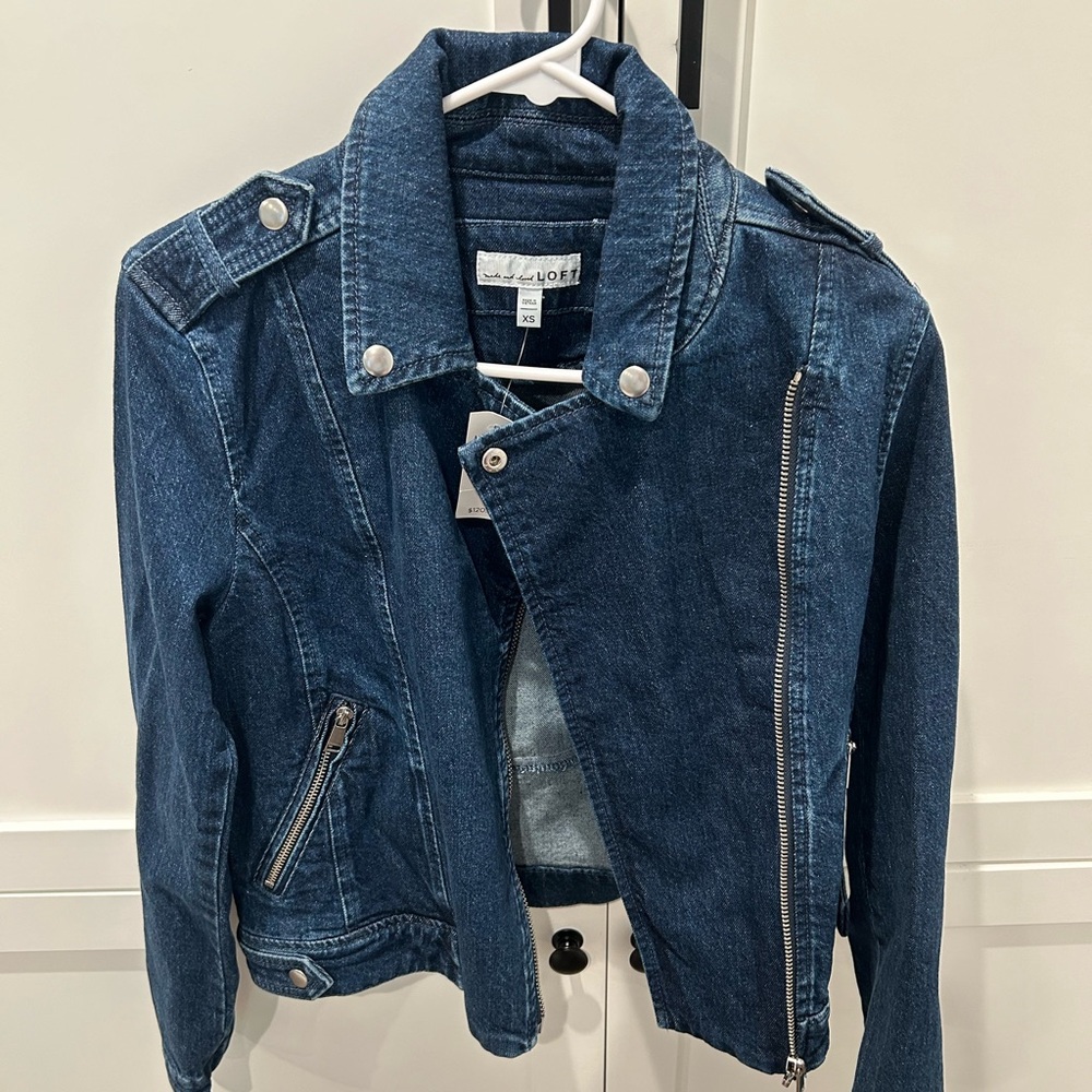 NWT Loft Denim Moto Jacket Size XS